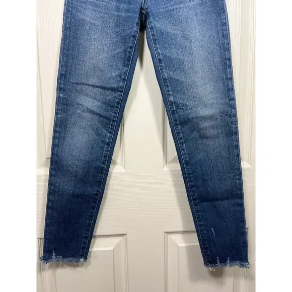 Moussy Vintage Saab Japan Raw Hem Mid Rise Skinny Medium Wash Jeans